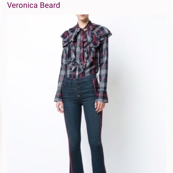 Veronica Beard Finley Ruffle Tie Top - Picture 1 of 9